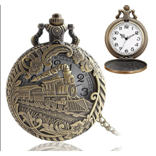 Orologio da tasca al quarzo vintage, orologio da tasca steampunk da uomo con catena, orologio da tasca a forma di locomotiva cava, orologio da tasca c