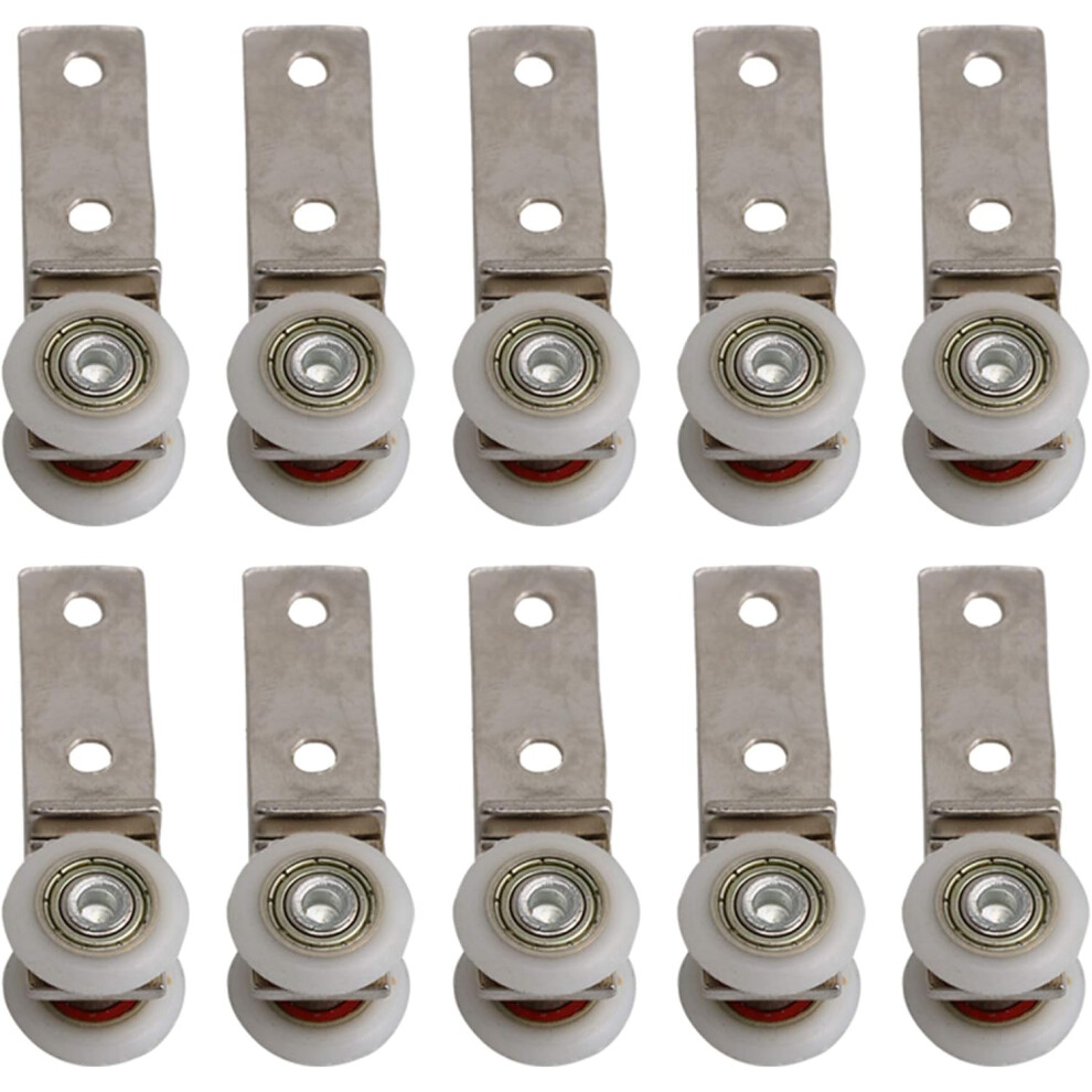 2.4" X 0.75" Metal Conduit Elbow Bearing Pulley Block With Two Plastic Wheel For Sliding Door Window Cabinet 9469042691804