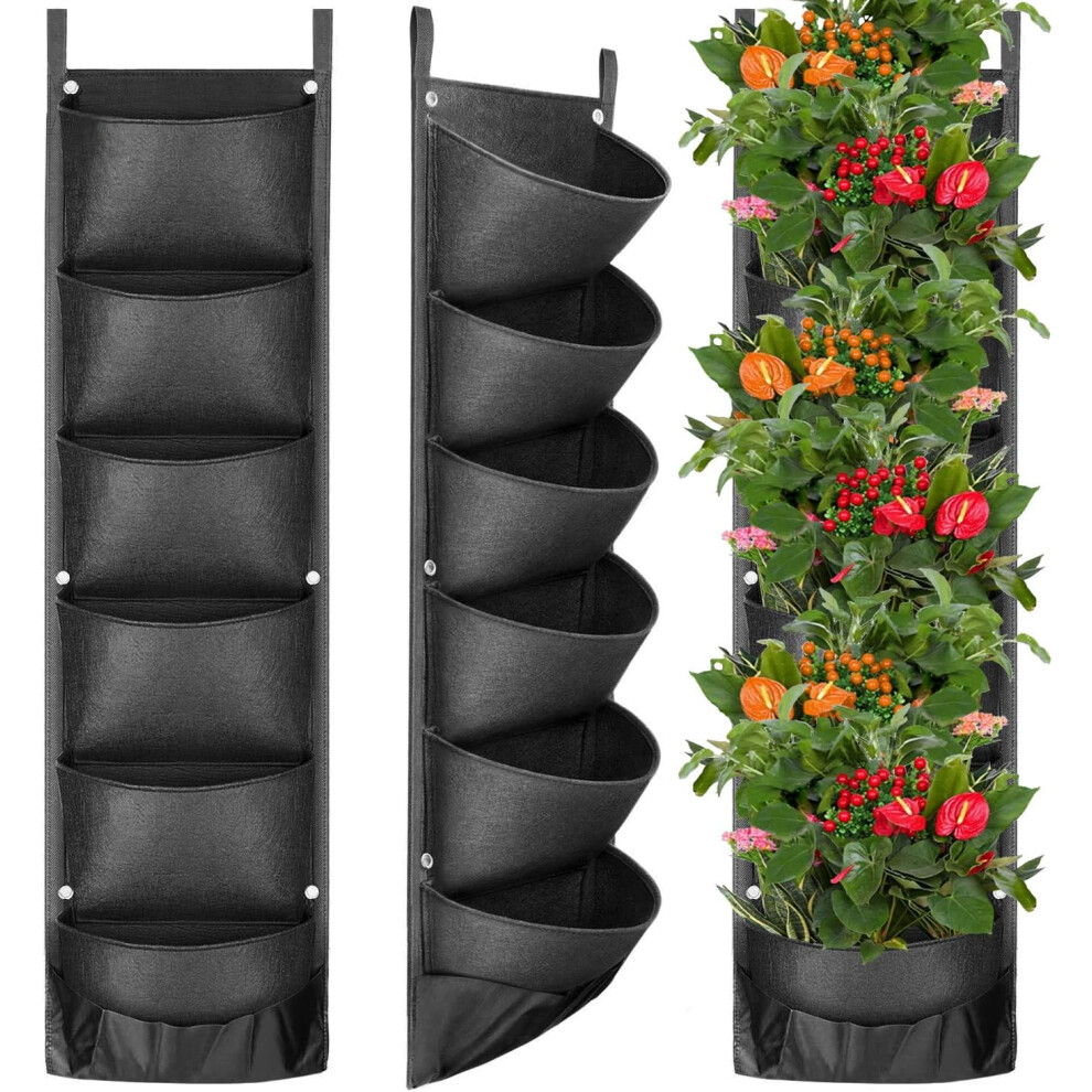 Plant Bagsï¼105*0.3mï¼, Updated 6 Pocket Vertical Wall Planter Wall Hanging Planter Bags for Garden Lawn Garden Fence Plants-image-OPC-PG5TZHF-NEW