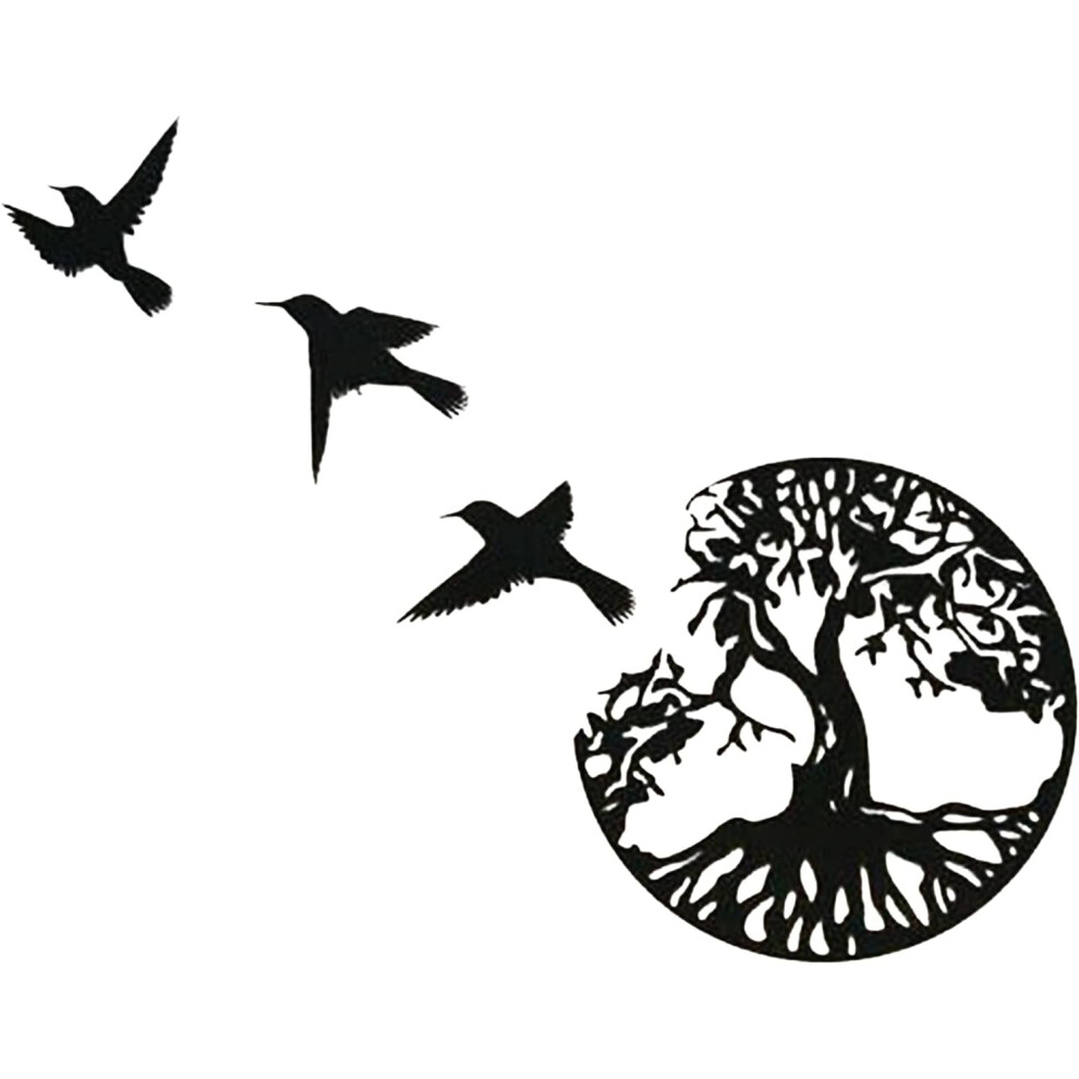 Noir - art mural en métal, art de l'arbre de vie, panneaux de cabane dans les arbres en métal, décoration murale, décoration intérieure