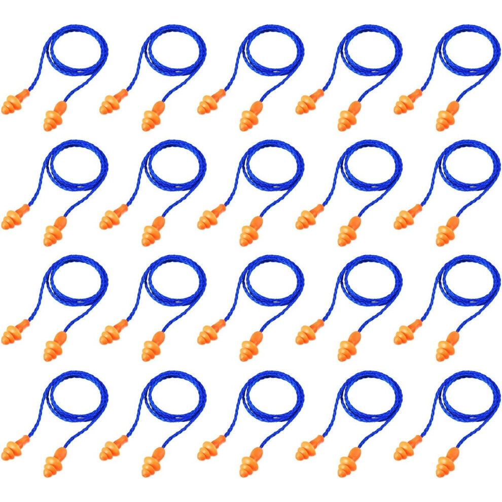 Blue - 20 Pairs Silicone Wired Earplugs Reusable Noise Canceling Wired Earplugs For Hearing Protection While Sleeping 9469042694270