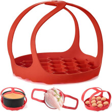 (red) silicone pressure cooker rack, anti-scalding steamer rack for pots, BPA-free silicone egg steamer rack