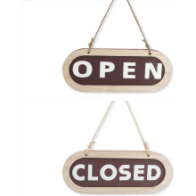 1 Piece open and close sign, wood door sign double sided hanging sign for shops cafes restaurants bars