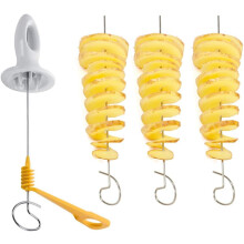 Cortador de patatas reutilizable, cortador de patatas en espiral de 4 piezas, cortador Tornado, acero inoxidable, manual, para frutas, verduras, carne