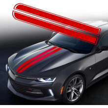 (Rojo) 1 x 129 cm x 24 cm Adhesivo de rayas para cap? de coche Adhesivo de rayas laterales para coche de carreras Adhesivo de rayas para fald?n de cap