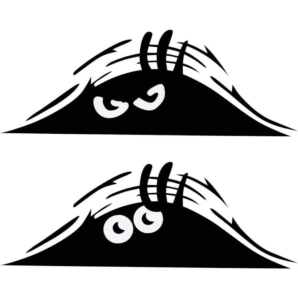 2 Peek-A-Boo Monster's Scary Eyes Stickers Peek-A-Boo Elf Stickers Smiley And Angry Waterproof Stickers Car Bumper Stickers Black 9469042696052