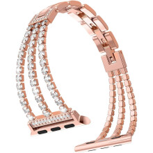 Rose Gold Strap (38mm/40mm/41mm)-Compatible Strap for Apple Watch 38mm 40mm 41mm Women Shiny Jewelry Bracelet Stainless Steel Bracelet Strap Compatibl