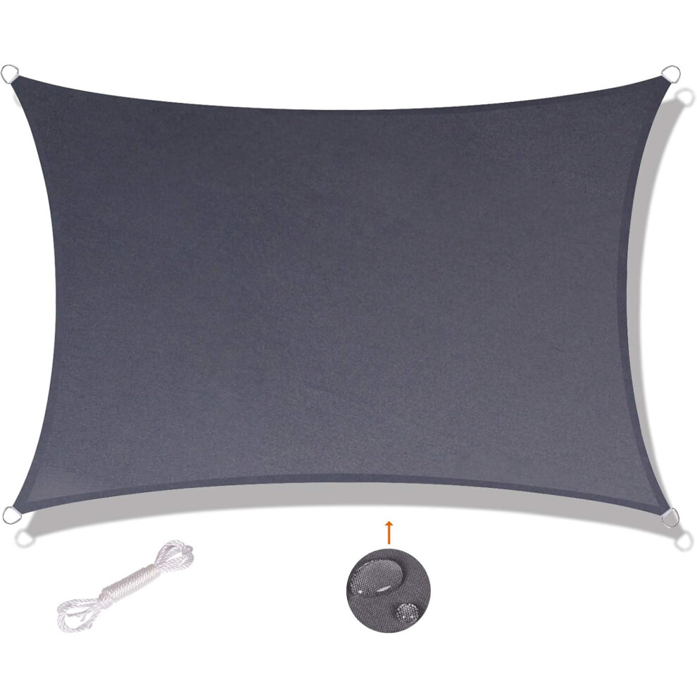 Voile d'ombrage rectangulaire 2x2m imperméable et résistant aux UV, convient pour balcon jardin terrasse, gris