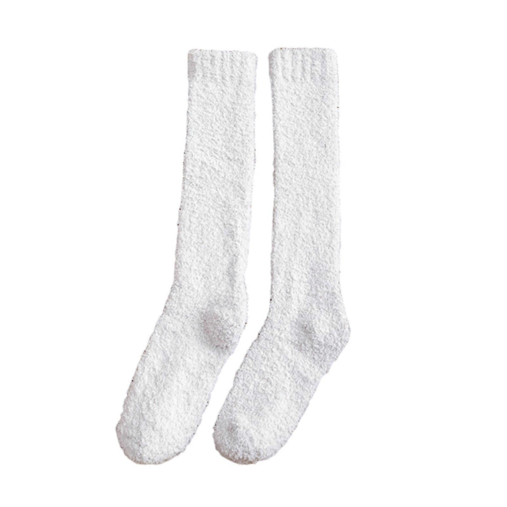 (Rice Gray, One Size) Mytjv-Women Thigh High Long Socks Stockings Fluffy Knee Fleece Slipper Socks 5063595939877