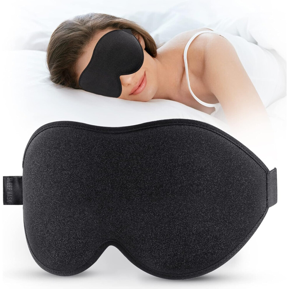 Lifeasy Soft Breathable Sleep Mask With Adjustable Strap, Ultra-Fit Sleep Eye Mask For Side Sleepers 3D Blackout Mask For Travel, Napping And Insomnia