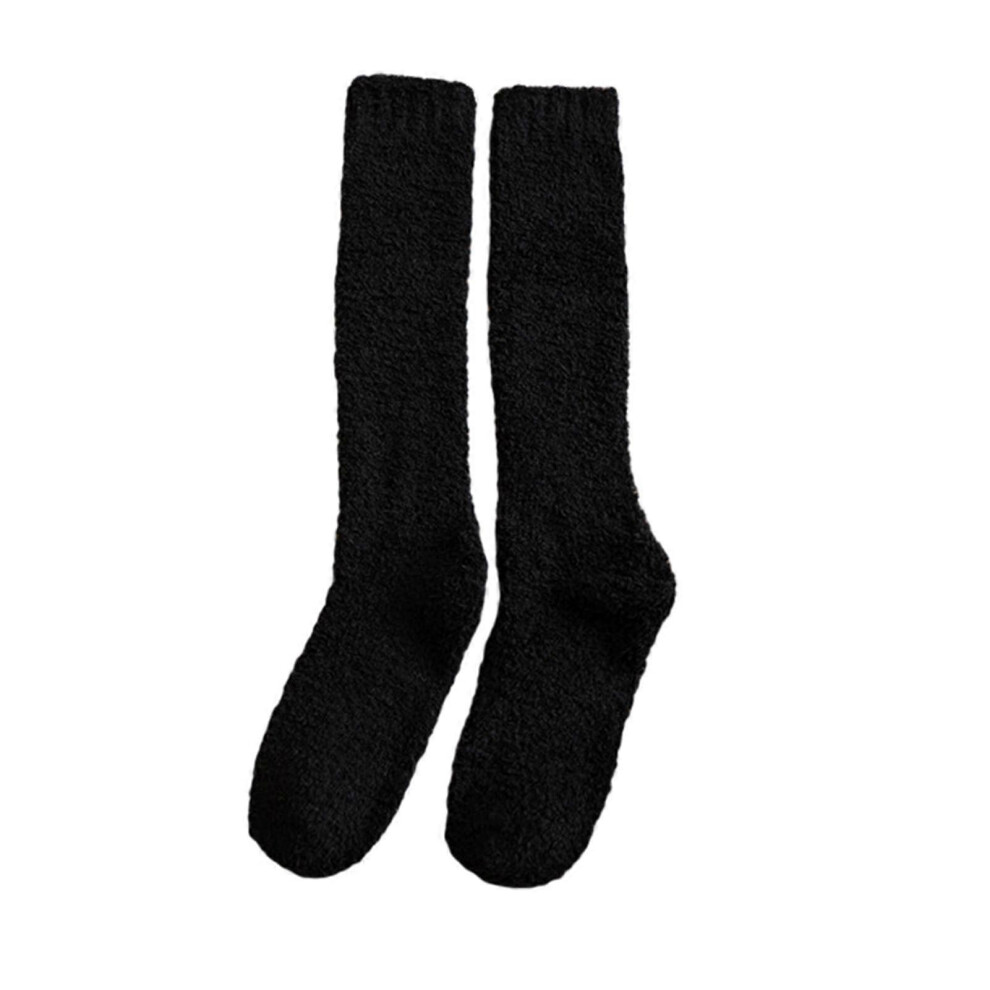(Black, One Size) Mytjv-Women Thigh High Long Socks Stockings Fluffy Knee Fleece Slipper Socks 5063595939891
