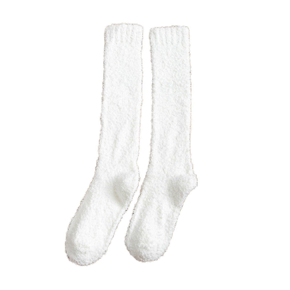 (White, One Size) Mytjv-Women Thigh High Long Socks Stockings Fluffy Knee Fleece Slipper Socks 5062994741982