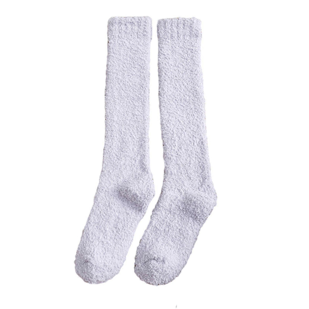 (Lavender, One Size) Mytjv-Women Thigh High Long Socks Stockings Fluffy Knee Fleece Slipper Socks 5062994741906