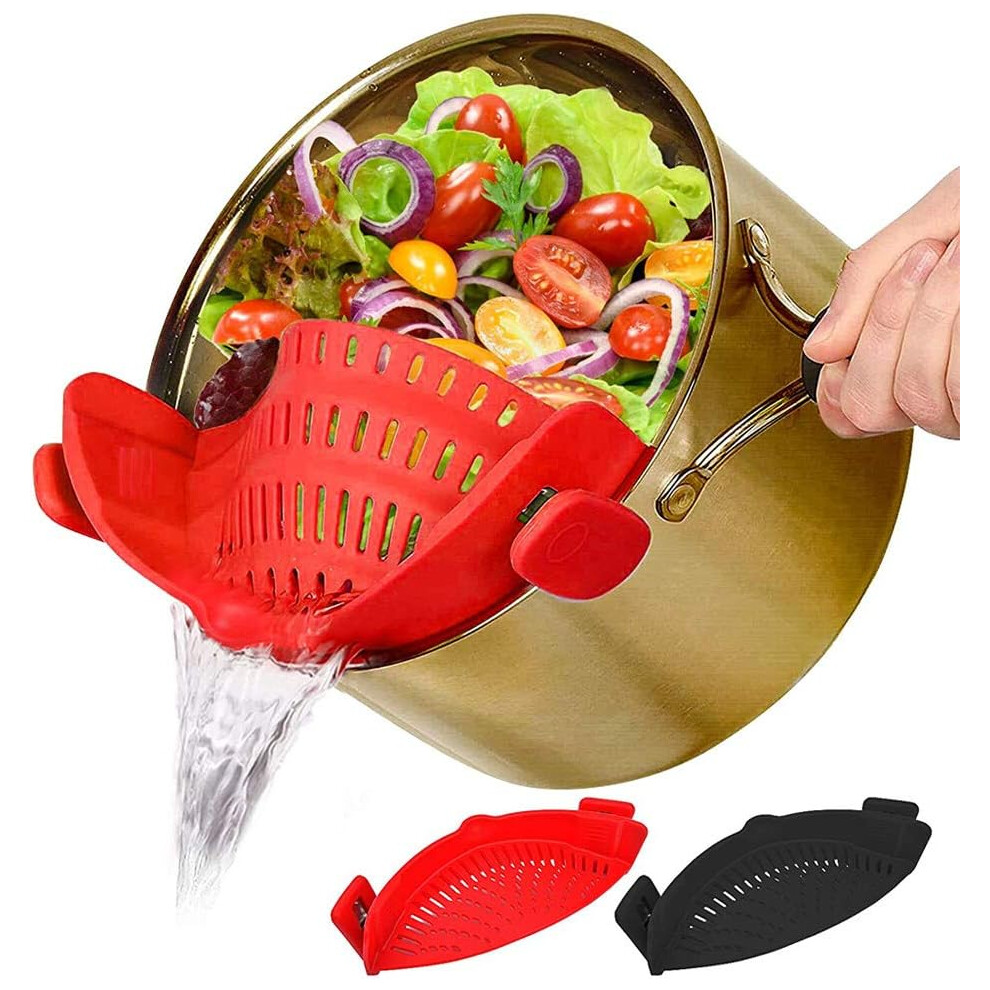 2 Pack Fine Mesh Food Colander, Clip-on Colander, Rice Colander, Hands-Free Colander Strainer, Heat Resistant Silicone Drip Filter for Kitchen-image-OPC-PG5V5FW-NEW