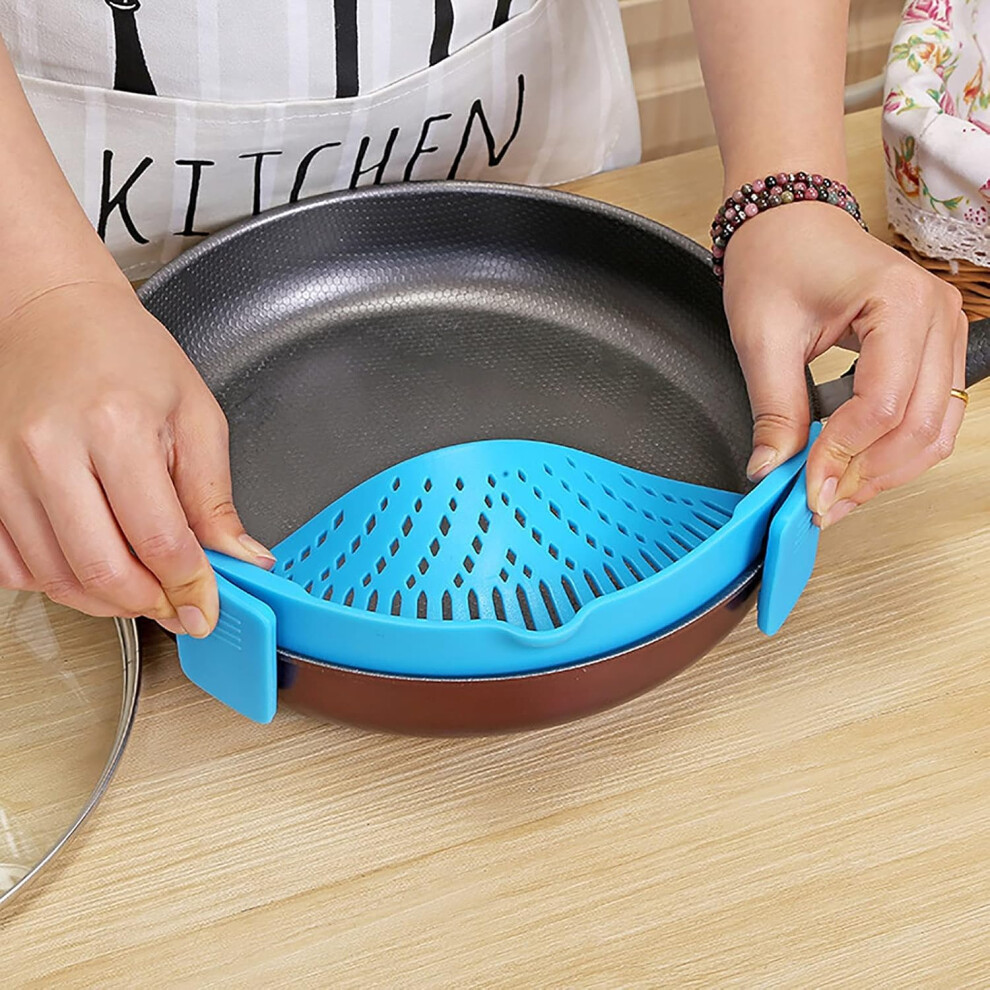 Silicone Colander, Clip-on Colander, Rice Colander, Hands-Free Colander Strainer, Heat Resistant Silicone Drip Filter for Kitchen Pan to Drain Your Fo-image-OPC-PG5V5G8-NEW