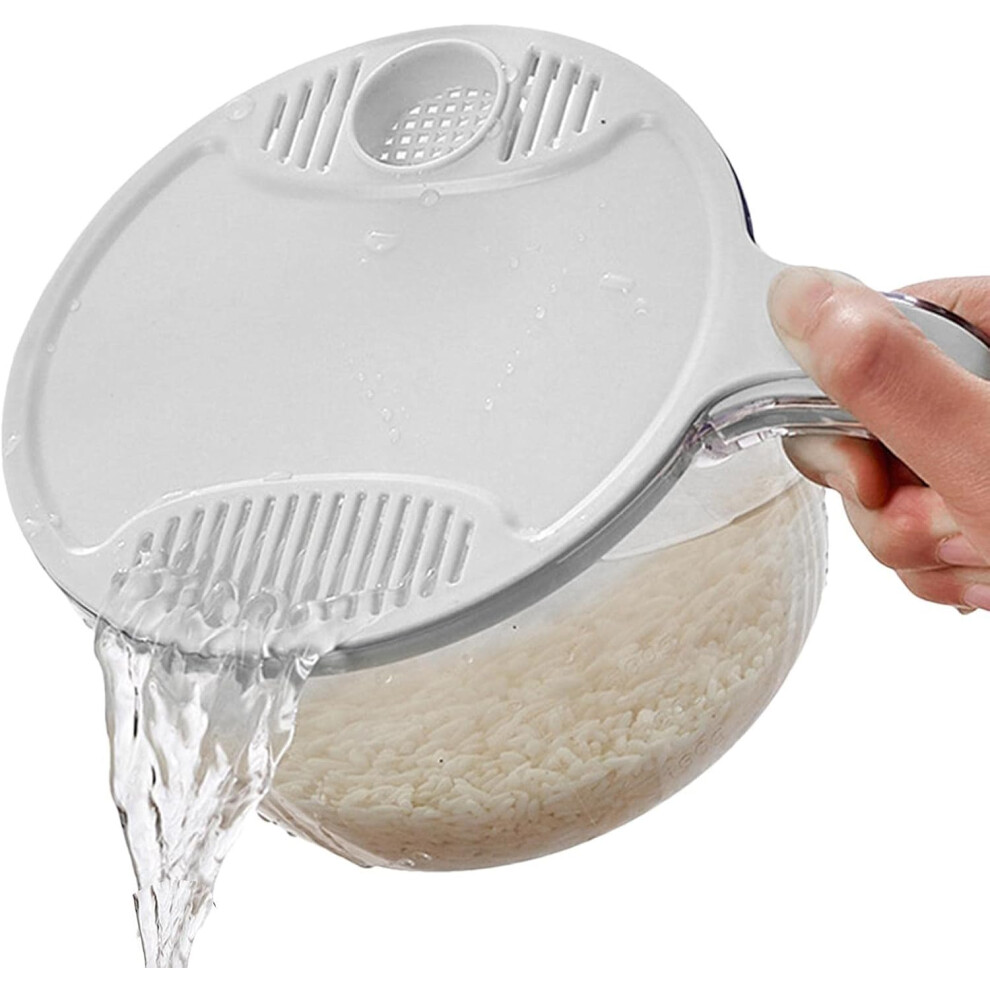 White Rice Colander - Multifunctional Kitchen Vegetable Organizer with Drain Divider - Easy to Use Rice Wash Basket Kitchen Sink Strainer Filter-image-OPC-PG5V5GB-NEW