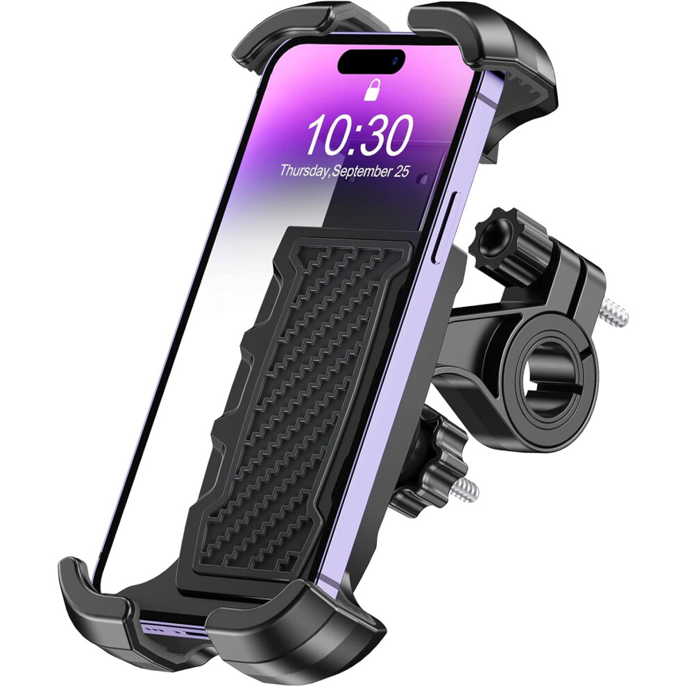 Rotating Bike Phone Holder, [One-Handed Operation] Anti-Vibration Motorcycle Phone Holder Compatible With Iphone 14/13 Pro Max, Up To 6.8'', Handlebar 9469042699862