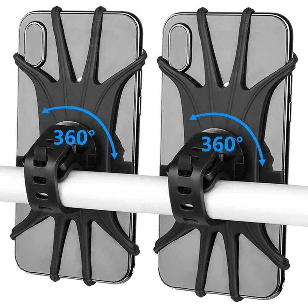 2 Pieces Bike Phone Holder, Universal Silicone Handlebar Bike Phone Holder With 360 Rotation Compatible With 4.0-6.5 Inch Smartphones For Bicycle & M 9469042699893