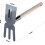 Peque?a pala de metal con pico doble resistente de mango corto para desmalezar (3 puntas, rectangular, con mango de madera) 3