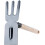 Peque?a pala de metal con pico doble resistente de mango corto para desmalezar (3 puntas, rectangular, con mango de madera) 2