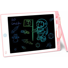 (Rosa) Tavoletta LCD colorata per scrittura, tavoletta grafica da 10 pollici per bambini con penna magica in ardesia, lavagna portatile per scrittura