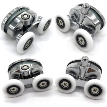 Set van 4 douchedeurrollen - twee wielen - ovaal - vlindervorm (25 mm)