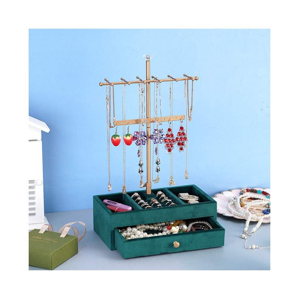 Sieraden Display Stand 2 in 1 Sieraden Display Stand Oorbellen Houder met Lade Ketting Houder Sieraden Houder voor Kettingen, Ringen, Armbanden, Oorbe