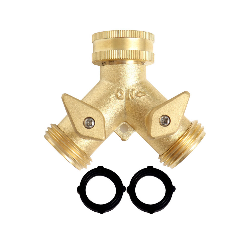 2-Way Y-Distributor, 3/4" Male, Brass, With Shut-Off Valves 9113374506205