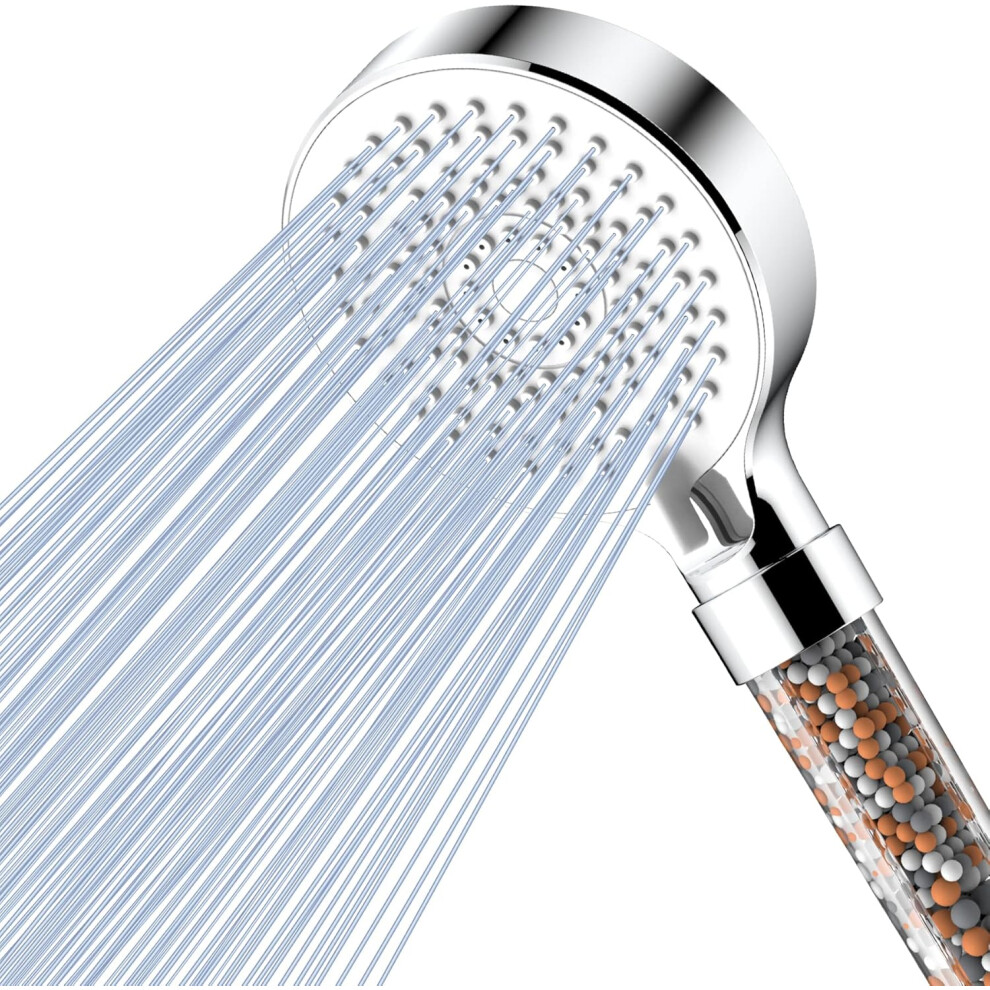 White Shower Head With Water Saving Filter, High Pressure Anti-Limescale Shower Head, Bathroom Rainfall Shower Head With 5 Types Of Jets 9113374506533