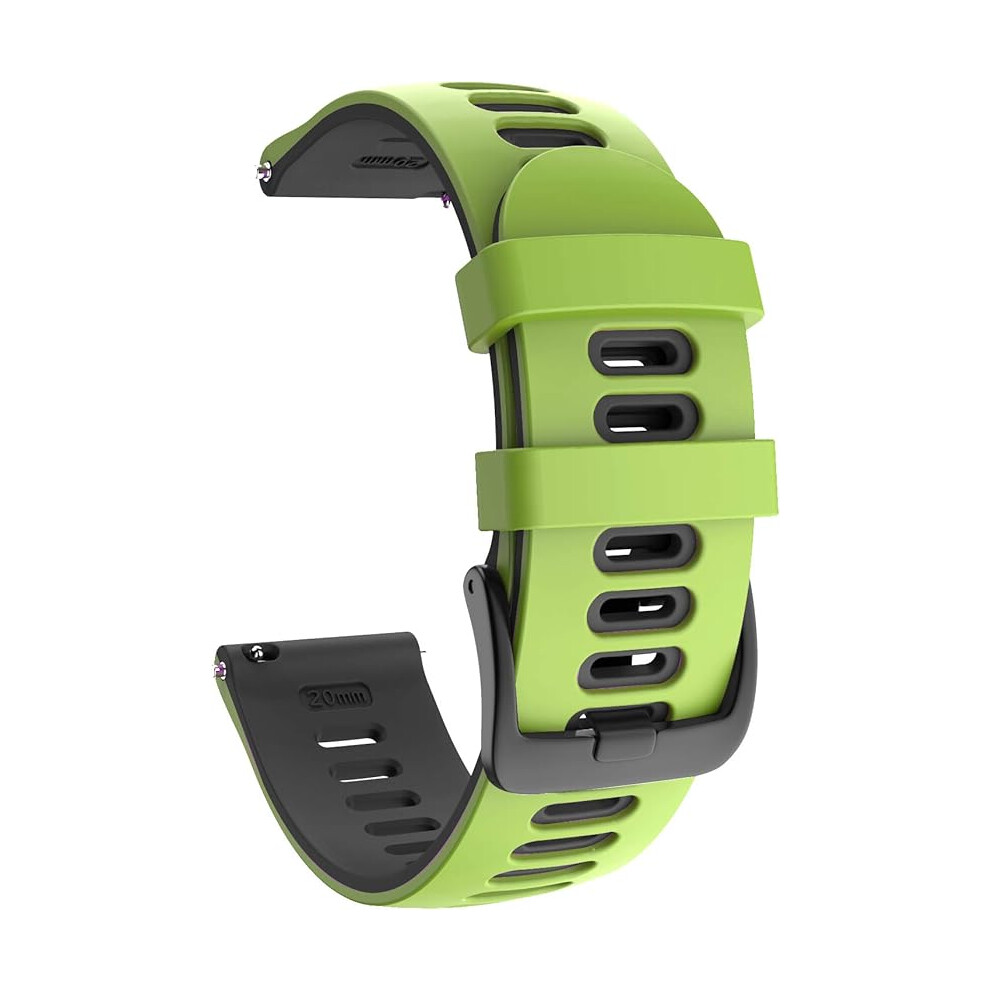 Bracelet de montre en silicone souple 20 mm pour Galaxy Watch 42 mm/Garmin Vivoactive 3/Samsung Galaxy Active 2/Garmin Forerunner 245/Vivomove HR/Fore