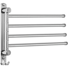 Silver Bathroom Towel Rail with 4 Bars 180Rotating Towel Rails SUS304 Stainless Steel 32CM Wall Mounted Towel Rails for Bathroom Kitchen Sink