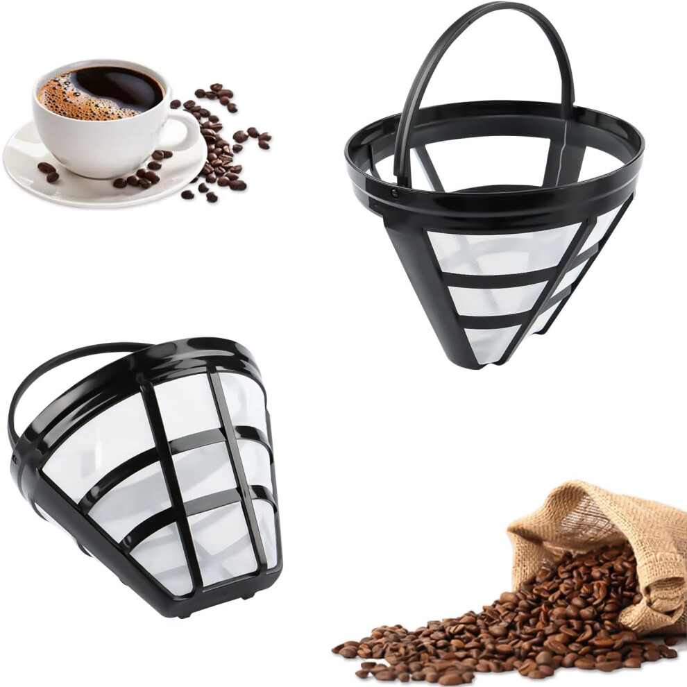 Lot de 2 filtres à café réutilisables, filtre à café permanent, filtres à café en maille fine avec poignée universelle en maille