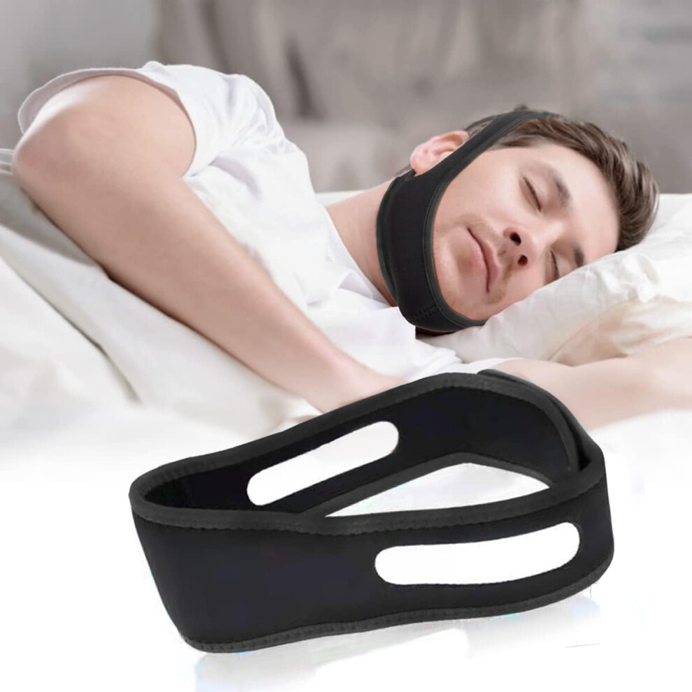 Lifeasy Black Anti Snore Chin Strap, Anti Snore For Sleep Aid Snore Reduction, Anti Snore Solution Adjustable Snore Stopper Strap For Men Women