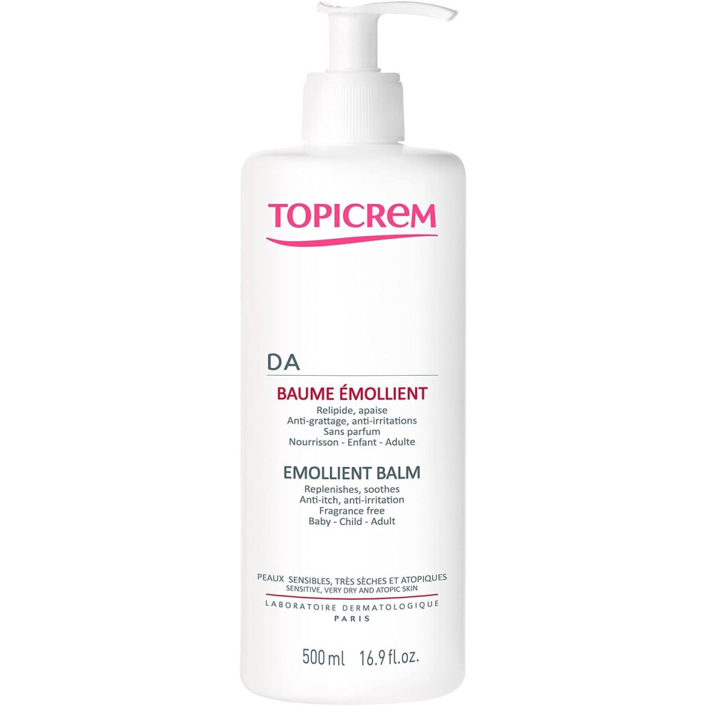 Topicrem Atopic Skin AD Emollient Balm |Long-Lasting Moisturizing Balm for Irritated Skin |Skin Hydration - 500ml