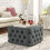 Living And Home Grey Velvet Buttoned Tufted Footstool 62cm x 62cm x 40cm 2