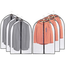 6er-Pack staubdichte Anzughüllen mit Reißverschluss und Schonbezüge für Hemd/Anzug, 60 x 100 cm
