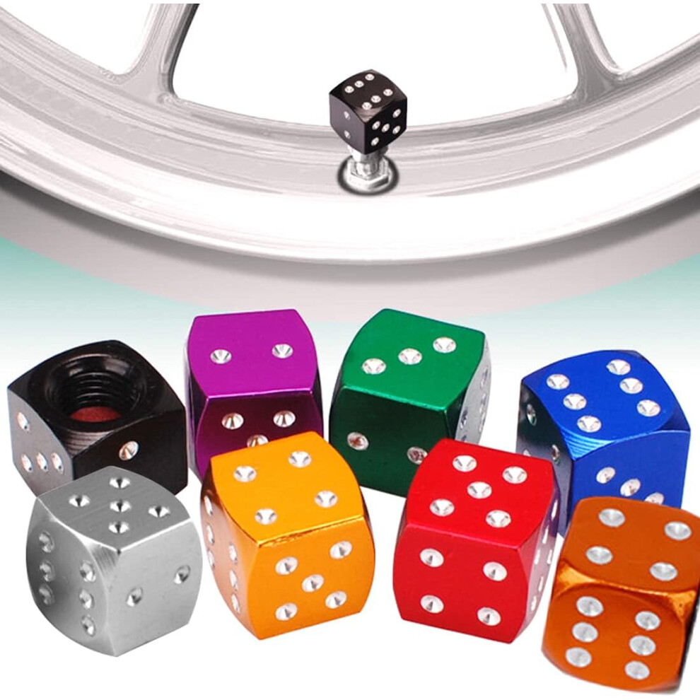 8 Pieces Car Valve Stem Caps,Metal Auto Valve Stem Caps Valve Caps with Logo for,Car Valve,Tire Accessory,Aluminum Alloy Valve Stem Caps Dice Style Ti-image-OPC-PG5V76R-NEW