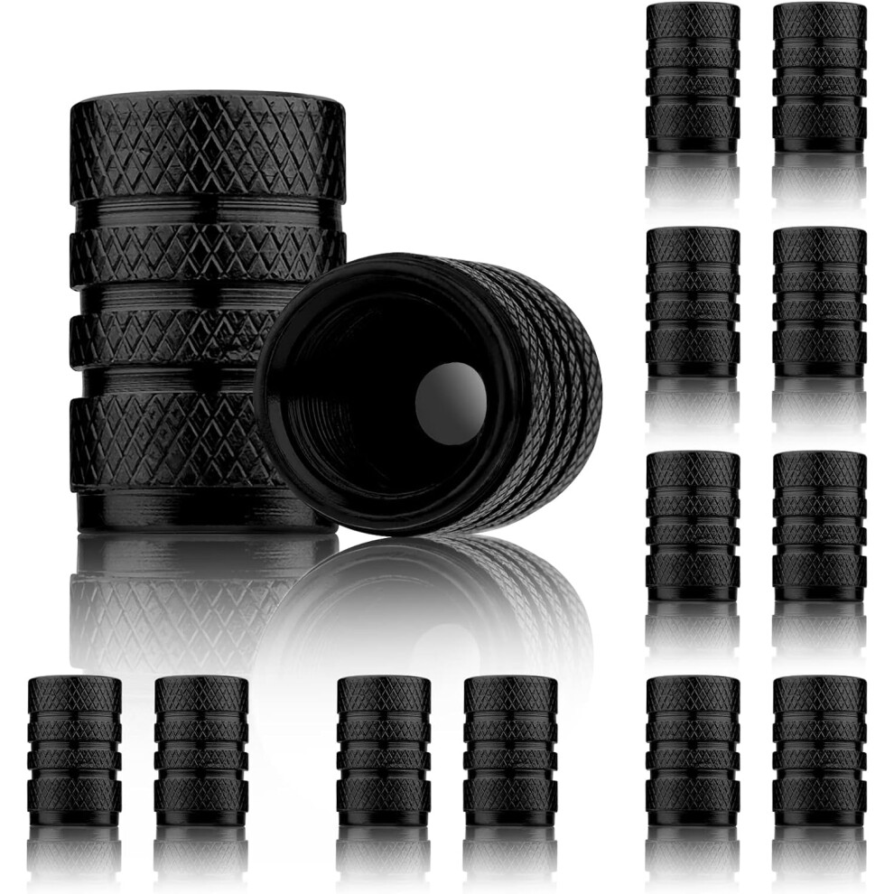 12Pcs Bike Valve Stem Caps, Aluminum Valve Stem Caps Airtight Car Tire Valve Stem Caps Tire Valve Covers For Suv Trucks Motorcycles Bikes (Black) Black 9113374509398