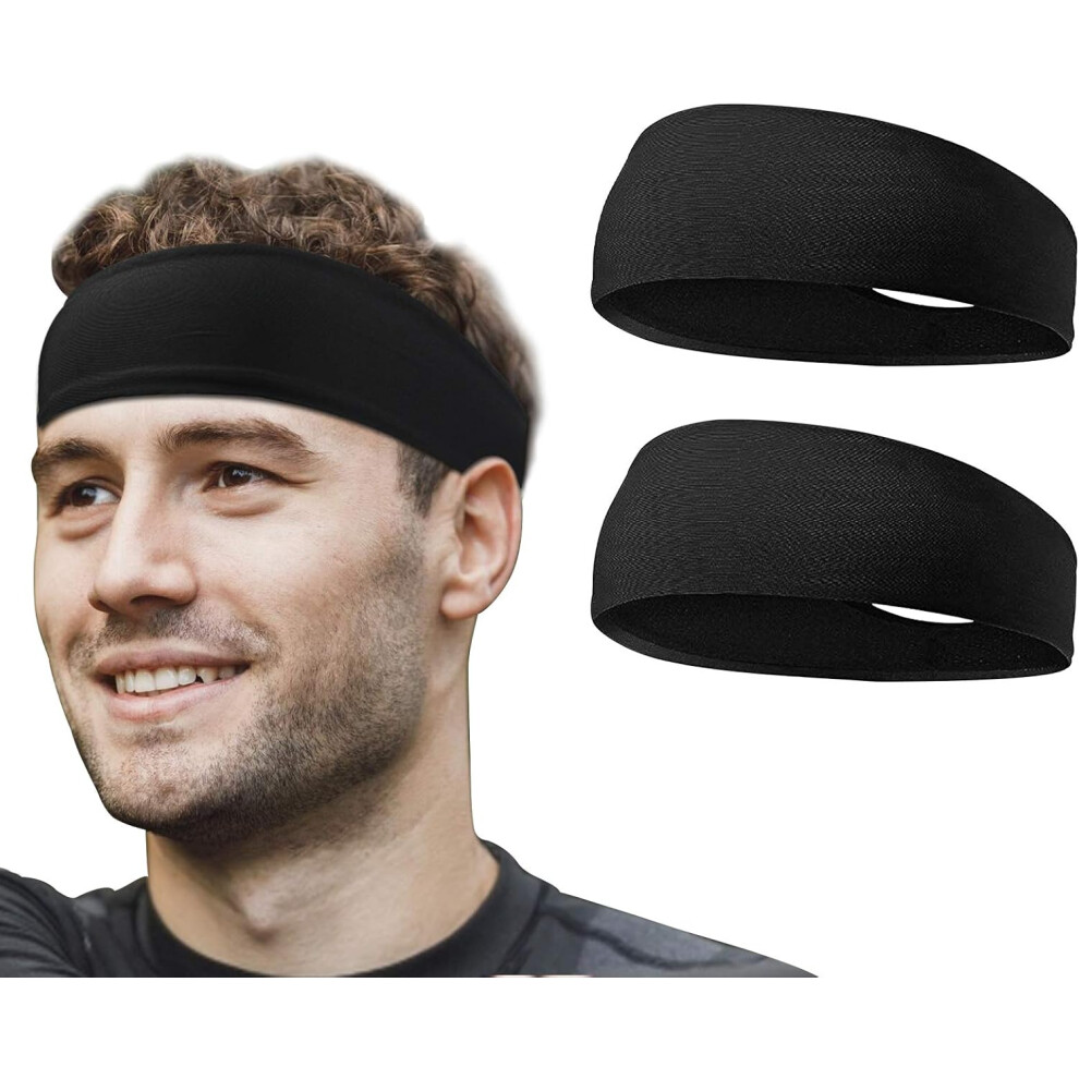 Photos - Other Trainers 2 PCS Elastic Sports Headbands for Men/Women - With Inner Grip Strip to Keep Headband Securely in Place | Fits ALL HEAD SIZE