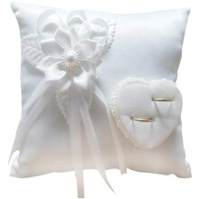 Ring Cushion, Rustic Ring Pillow Bearer - Wedding Supplies, Romantic White Wedding Rose Ring Box Rose Heart Favors Wedding Ring Pillow 20*20cm