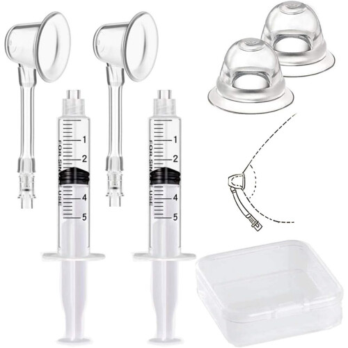2 Sets Nipple Sucker Corrector Suction Cups and Inverted Nipple Pullers for Flats
