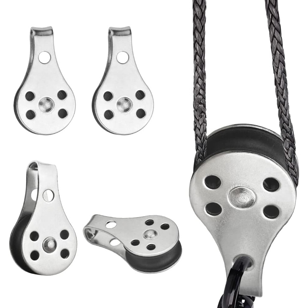 4 Pcs Stainless Steel Pulley Block Boat Pulley 25Mm Cable Pulley Solid Lifting Pulley Swivel Block Hook Pulley For Canoe Kayak Marine 9113374514415