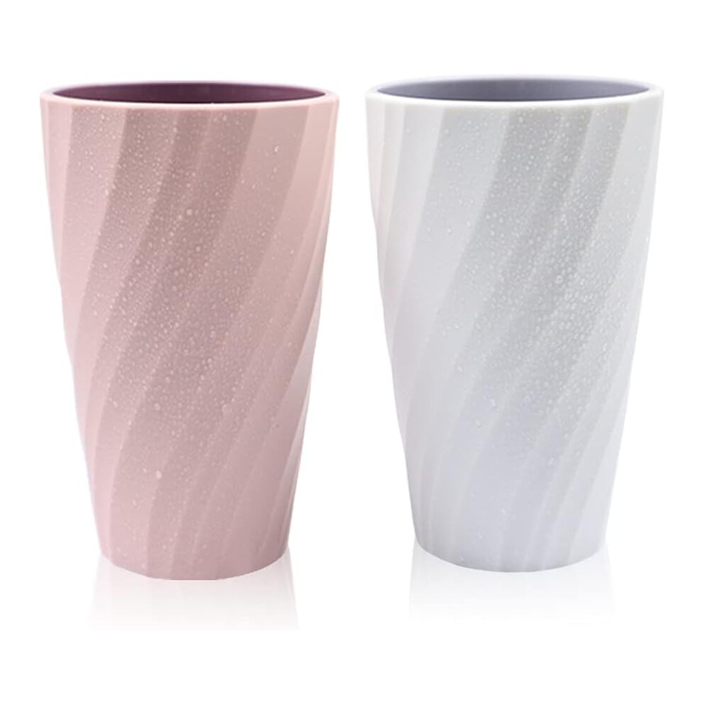 Lifeasy 2 Pack Unbreakable, Soft And Durable Bathroom Tumbler, Bathroom Toothbrush Tumbler (White And Pink)