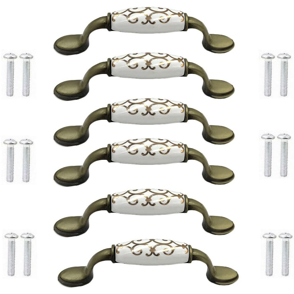 6pcs/set Ceramic Bronze Alloy Door Knobs Cabinet Cupboard Cupboard Chinese Style Bronze Handle-image-OPC-PG5V892-NEW
