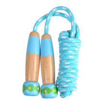 Corda per saltare per bambini e adulti, regolabile, con manico in legno, antiscivolo, colorata, in cotone, per ragazzi e ragazze, fitness, allenamento