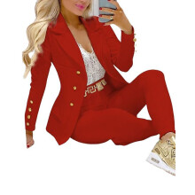 (red, xxl) Women's Suit Jacket Pants Jacket