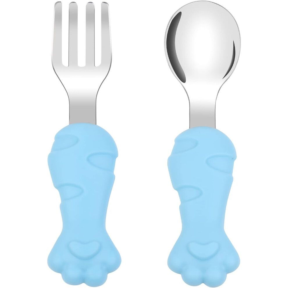 Lifeasy Baby Fork Spoon Set,2Pcs Child Fork And Spoon Set Food Grade 304 Stainless Steel Spoon And Fork