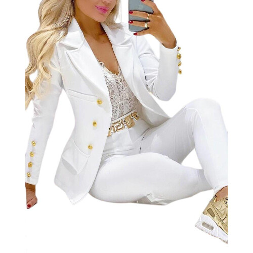 (pink, l) Women's Suit Jacket Pants Jacket 2