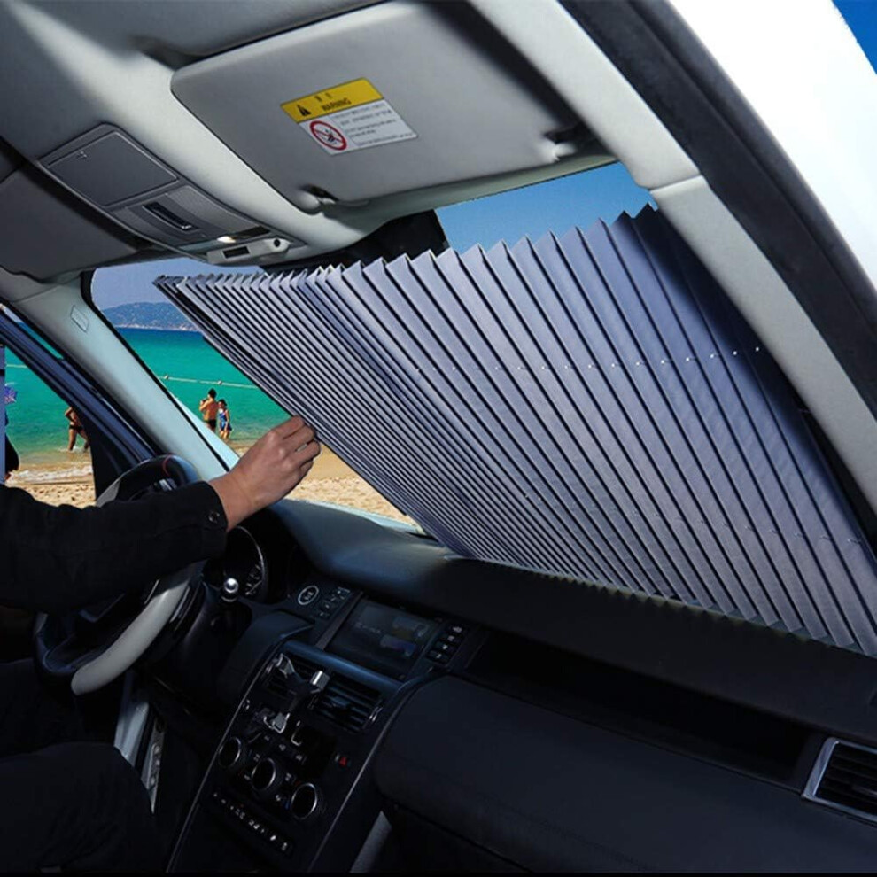 Car Sun Shade, Accordion Style Auto Retractable Front Windshield Sunshade - 70cm for SUV and MPV (Front Window)-image-OPC-PG5V8T5-NEW