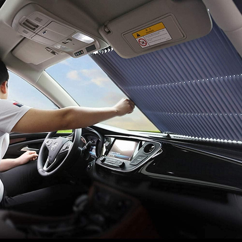 Car Sun Shade, Accordion Style Auto Retractable Front Windshield Sunshade - 65Cm For Car(Front Window) 9113374519281